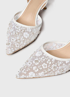front Hand-Beaded 3D Flowers Bridal Shoes