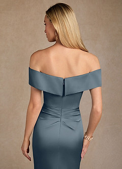 Azazie Laredo Mère de la mariée Robes Robe Sirène en Satin extensible Épaule décolletée Violet Crépusculaire image7