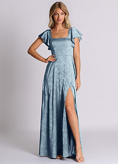 Azazie Bondi 신부 들러리 드레스 A라인 절하다 자카드 바닥 길이 드레스 image3