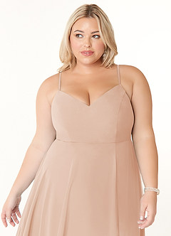 Azazie Clarissa Bridesmaid Dresses English Rose A-Line V-Neck Chiffon Dress image11