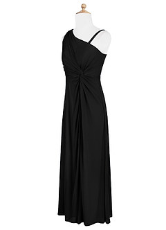 Azazie Brooke Junior Abito A-Line in Maglia Plissettato Nero image7