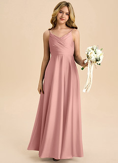 Azazie Bug Junior Abito A-Line in Raso Elasticizzato Plissettato Rosetta image6