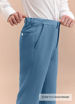 front Ethan Steel Blue Refined Weave Performance Suit