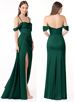 Azazie Amyra Bridesmaid Dresses Emerald Sheath Convertible Stretch Satin Dress image8