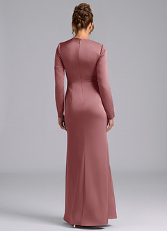 Azazie Valerie Bridesmaid Dresses Dusty Rose Mermaid Long Sleeve Stretch Satin Dress image2