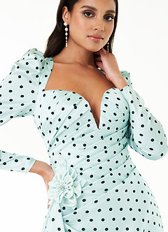 Cyndi Mint Blue And Black Polka Dot Mini Dress image3