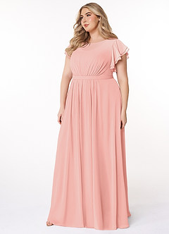 Azazie Daphne Modest Bridesmaid Dresses A-Line Ruffled Chiffon Floor-Length Dress image8