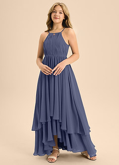 Azazie Elliora Junior A-Linie Plissee Chiffon Kleid Sturm image4
