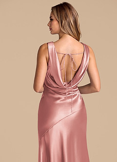 Azazie Rylina 신부 들러리 드레스 인어 메탈릭 새틴 바닥 길이 드레스 image2