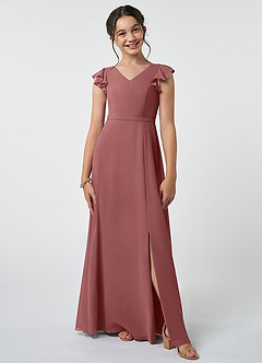 Azazie Claudine Junior Amethyst A-Line Pleated Chiffon Dress image1