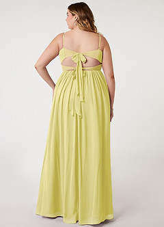 Azazie Zeya Abiti da Damigella Abito A-Line in Chiffon con Scollo a V a Pieghe Sorbetto Al Limone image7