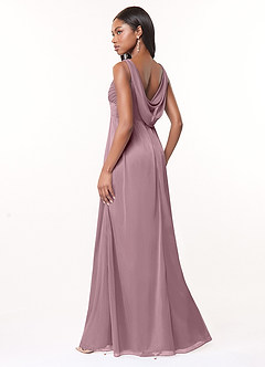 Azazie Oceana Bridesmaid Dresses A-Line V-Neck Pleated Mesh Floor-Length Dress image3