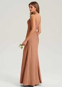 Azazie Lidia Robes de demoiselle d'honneur Robe Sirène en Satin extensible Fente Latérale Bronze image6