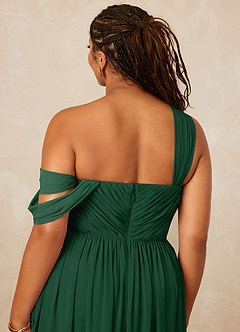 Christian Siriano Bridal for Azazie 1014 Bridesmaid Dresses Dark Green A-Line Off the Shoulder Chiffon Dress image16