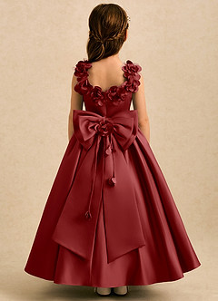 Azazie Eden Flower Girl Dresses Rust Ball-Gown Pleated Matte Satin Dress image1