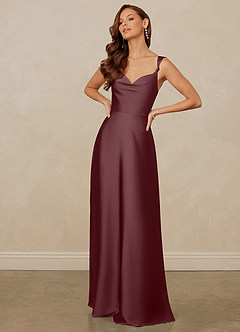 Christian Siriano Bridal for Azazie 1001 Bridesmaid Dresses Sangria A-Line Sweetheart Neckline Stretch Satin Dress image10