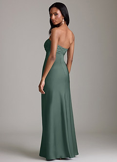 Azazie Saylor Vestidos de damas de honor Vestido de Musgo Marino de Satén Elástico de Corte Sirena con Sin tirantes image5