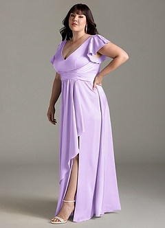 Azazie Omari Bridesmaid Dresses Lilac A-Line Stretch Satin Dress image11