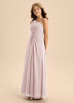 Azazie Brooke Junior Blushing Pink A-Line Side Slit Chiffon Dress image6