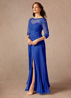 Azazie Corinne Kleider für die Brautmutter A-Linie Pailletten Chiffon Kleid Königsblau image5