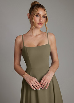 Azazie Elita Venta final Vestido de Agave de Gasa de Línea A con Plisado image3