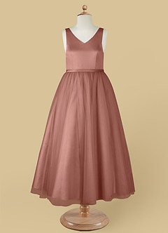 Azazie Marybell Flower Girl Dresses Cedar Rose A-Line Bow Tulle Dress image9