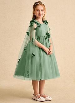 Azazie Staria Flower Girl Dresses Matcha Ball-Gown Ruched Tulle Dress image8