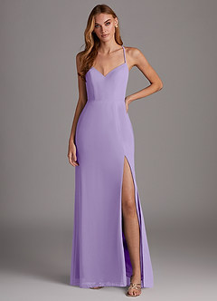 Azazie Manila Bridesmaid Dresses Lilac Sheath V-Neck Chiffon Dress image1