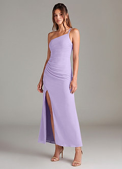 Azazie Eren Abiti da Damigella Abito Sirena in Chiffon Monospalla Lilla image1