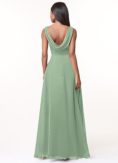 Azazie Karina Bridesmaid Dresses Matcha A-Line Pleated Chiffon Dress image2