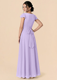 Azazie Payton A-Linie Schleifen Chiffon Kleid Flieder image2