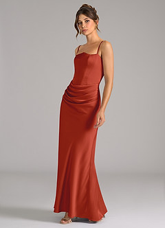 Azazie Debby Bridesmaid Dresses Rust Mermaid Strapless Stretch Satin Convertible Dress image6