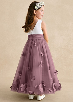 Azazie Vi Robe Demoiselle D'honneur Fillette Robe Trapèze en Tulle Sans manches Mauve Vintage image4