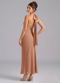 Azazie Velli Bridesmaid Dresses Bronzer Mermaid High Neck Chiffon Dress image6