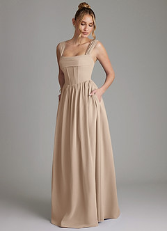 Azazie Caterina Brautjungfernkleider A-Linie Korsett Chiffon Kleid Taupe image5