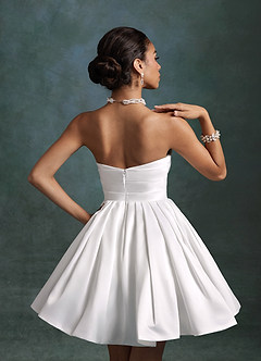 Azazie Daivey Vestidos de novia Vestido Diamante Blanco de Satin Mate de Corte Princesa con Palabra de honor image9
