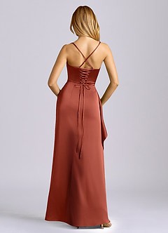 Azazie Sarai Robes de demoiselle d'honneur Robe Fourreau en Satin extensible Corset Terracotta image5