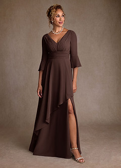 Azazie Eire Mother of the Bride Dresses Ganache A-Line Pleated Chiffon Dress image4