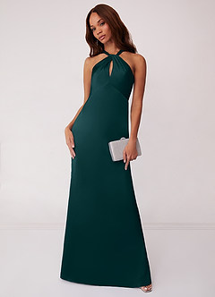 Barbie ♥ Azazie Bridesmaid Dresses Pine Sheath Stretch Satin Dress image1