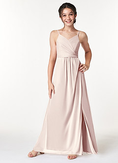 Azazie Luxy Junior Rose Petal Pleated Mesh Dress image3