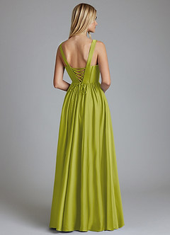 Azazie Delmie Brudtärnklänningar Klä av A-Linje i Stretch Satin Korsett Citrongräs image2