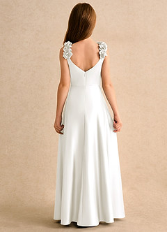 Azazie Rosita Junior Formal Blumenmädchenkleider A-Linie Plissee Matte Satin Kleid Elfenbein image4