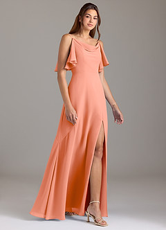 Azazie Darcia Bridesmaid Dresses Sunset A-Line Side Slit Chiffon Dress image4