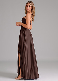 Azazie Akiko Bridesmaid Dresses Ganache A-Line Sweetheart Neckline Stretch Satin Dress image7