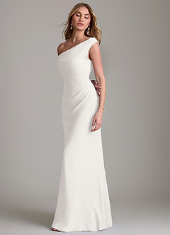 Azazie Emerson Brautjungfernkleider Etui Schulterfrei Chiffon Kleid Weiß image6