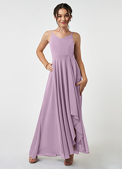 Azazie Collette Junior A-Linie Gestreift Chiffon Kleid Blauregen image1