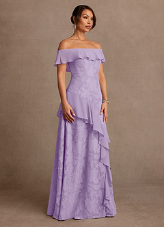 Azazie Marina Mère de la mariée Robes Robe Trapèze en Blumen-Burnout Épaules dénudées Lilas image3