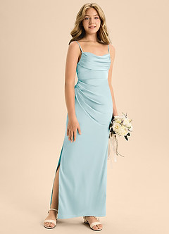 Azazie Mai Junior Sea Glass A-Line Sweetheart Neckline Stretch Satin Dress image3