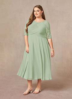 Azazie Dorothea Mother of the Bride Dresses Dusty Sage A-Line Scoop lace Chiffon Dress image8