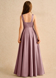 Azazie Makani Girls Formal Flower Girl Dresses Dusty Rose A-Line Sweetheart Neckline Matte Satin Dress image2
